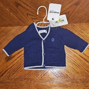 Mayoral Navy Cardigan with Light Gray Edges